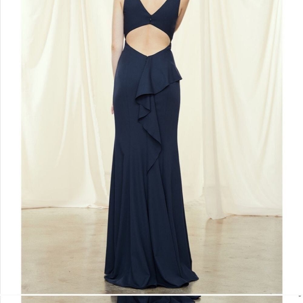 Amsale graphite grey bridesmaid dress size 12 - Picture 3 of 13